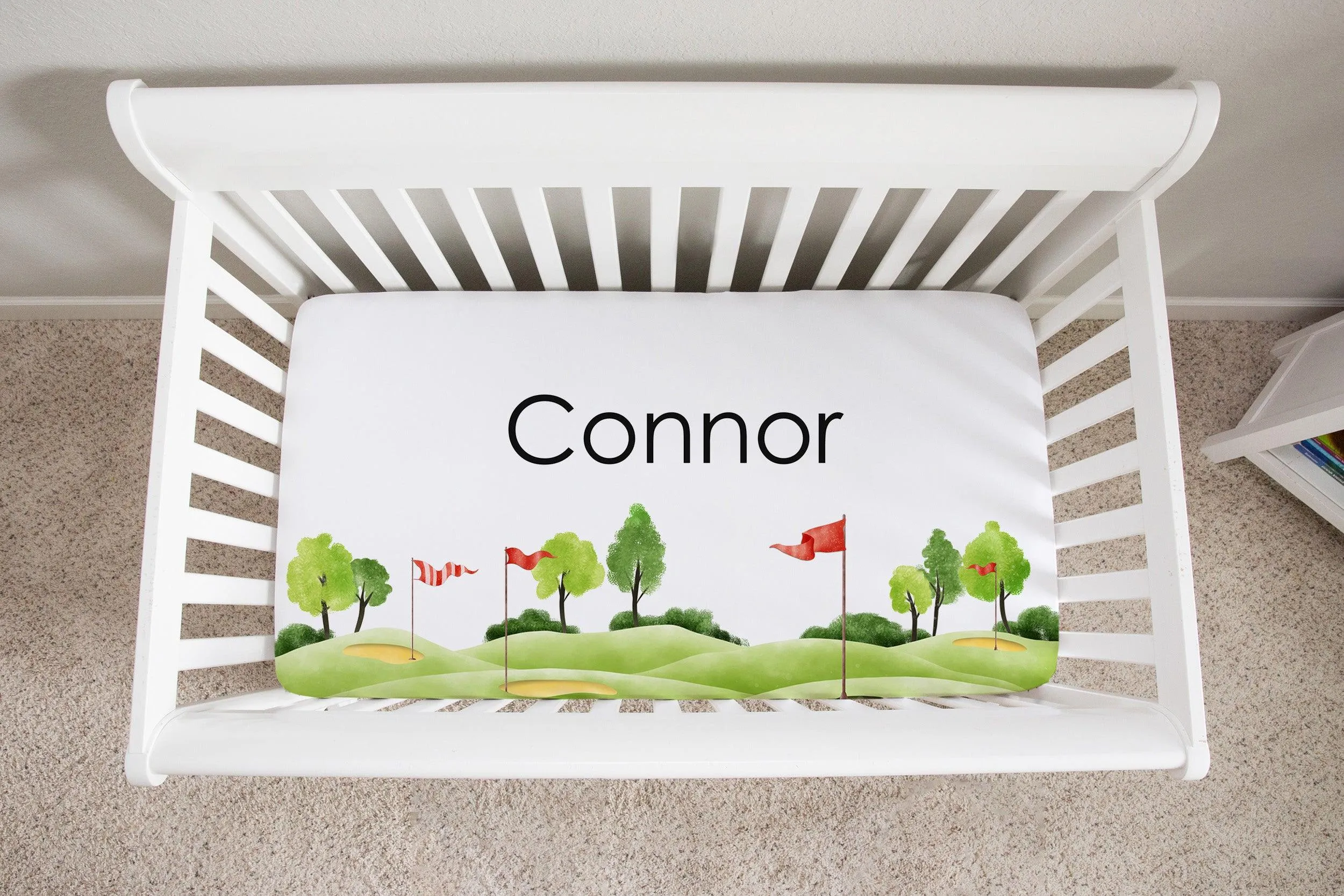 Golf Print Personalized Crib Sheet