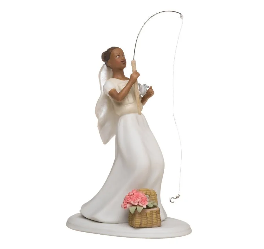 Gone Fishing Bride Figurine - Dark Skin Tone