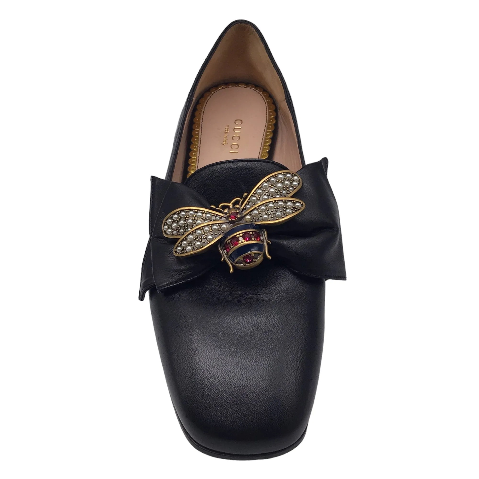 Gucci Black Queen Margaret Nappa Calfskin Leather Loafers