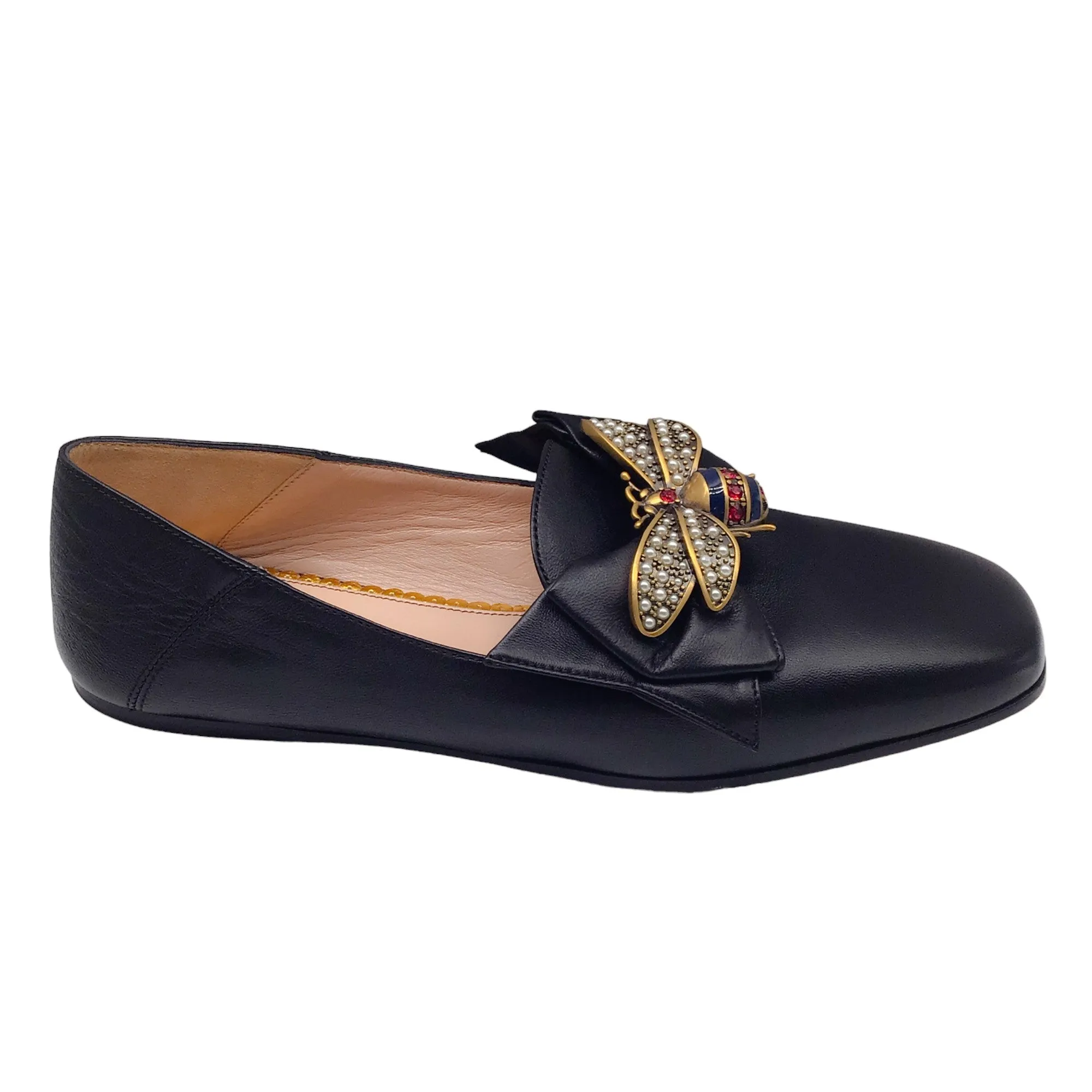 Gucci Black Queen Margaret Nappa Calfskin Leather Loafers