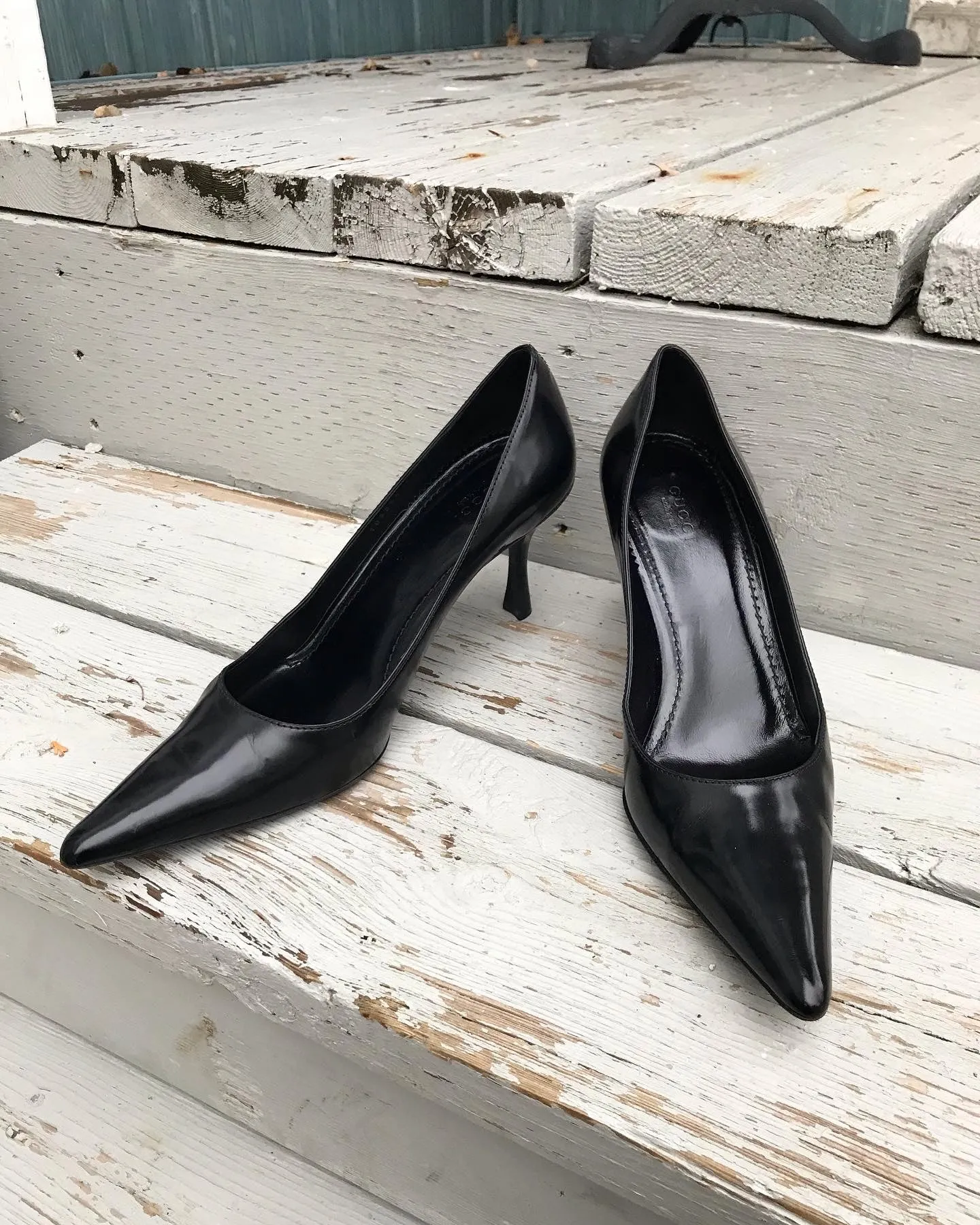 GUCCI Leather Pointed Toe High Heel Pumps