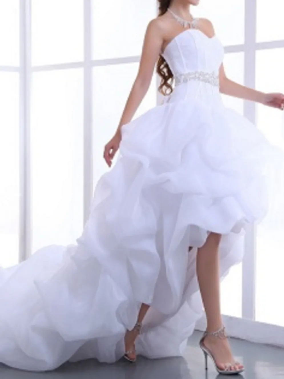 High Low Wedding Dress Organza Sweetheart Bridal Gowns