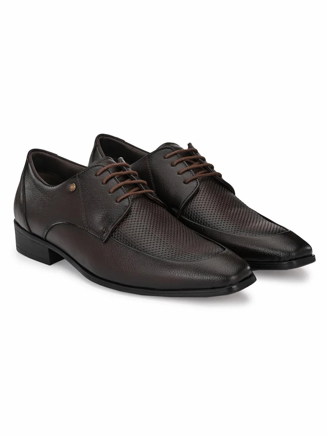 Hitz Men's Brown Synthetic Lace-up Semi-Formal Shoes