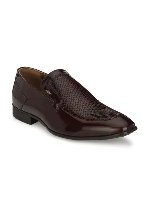 Hitz Men's Cherry Leather Slip-On Party Wear Shoes