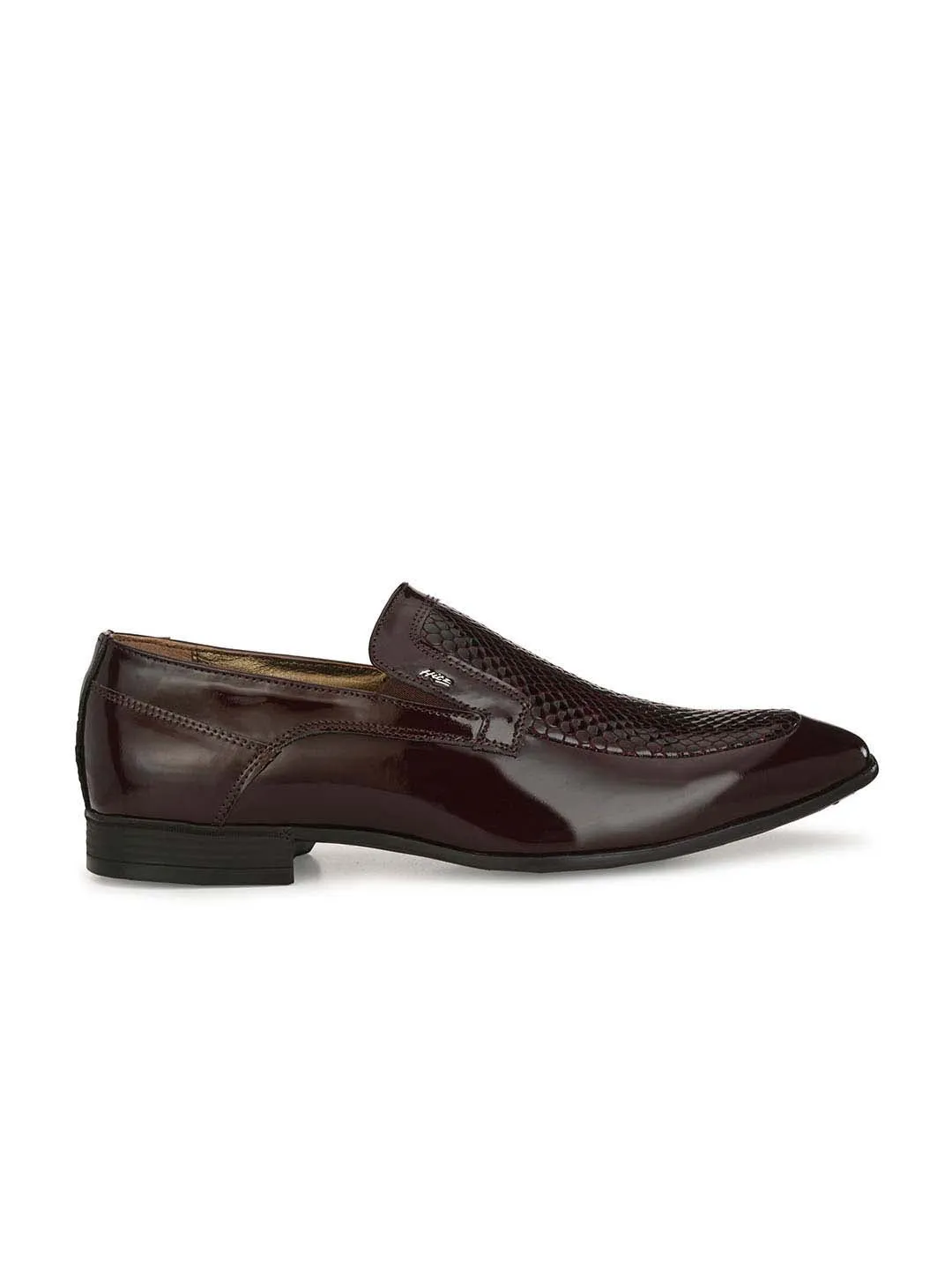 Hitz Men's Cherry Leather Slip-On Party Wear Shoes