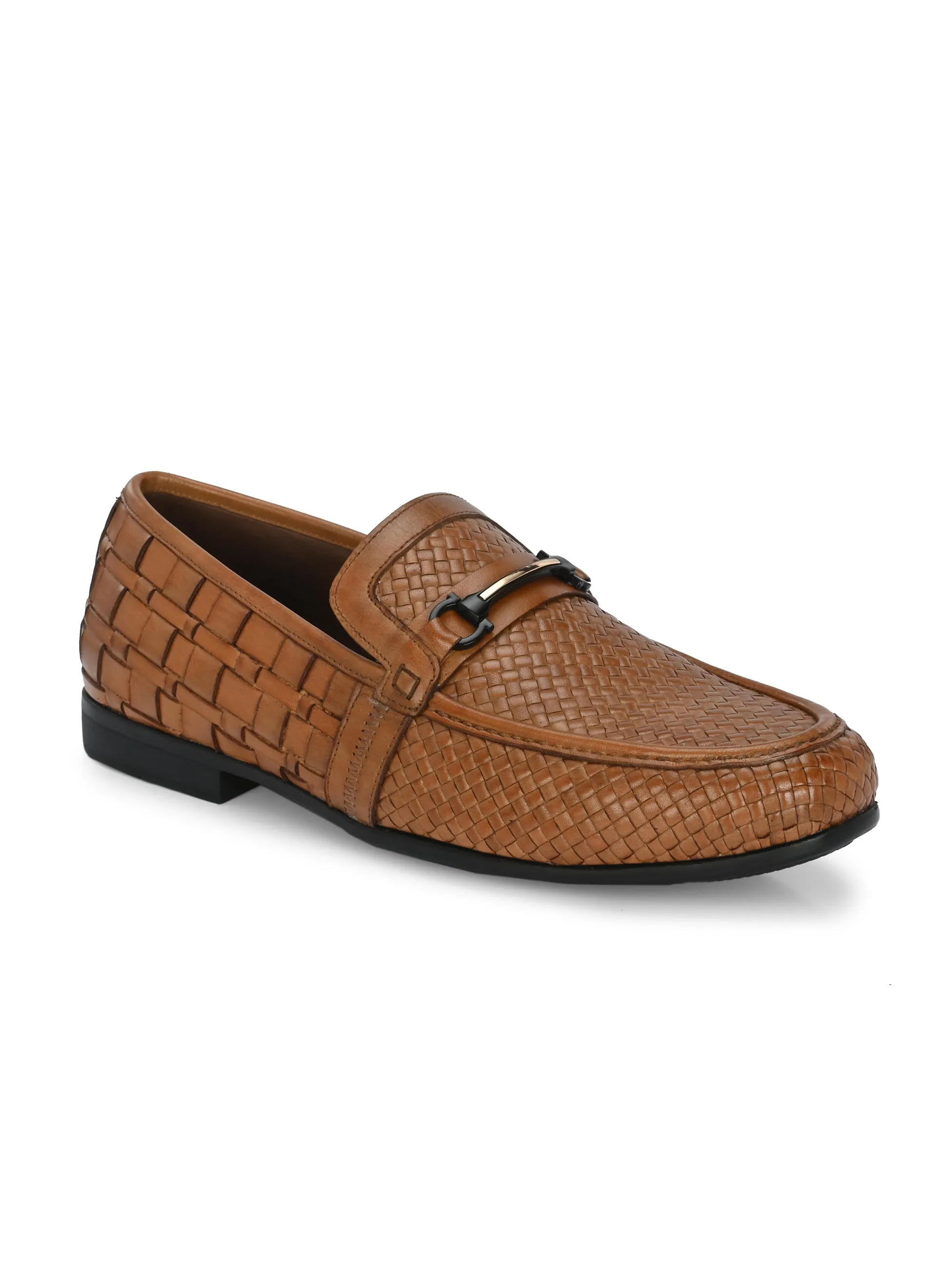 HITZ5343 Men's Tan Leather Party Wear Slip-On Shoes