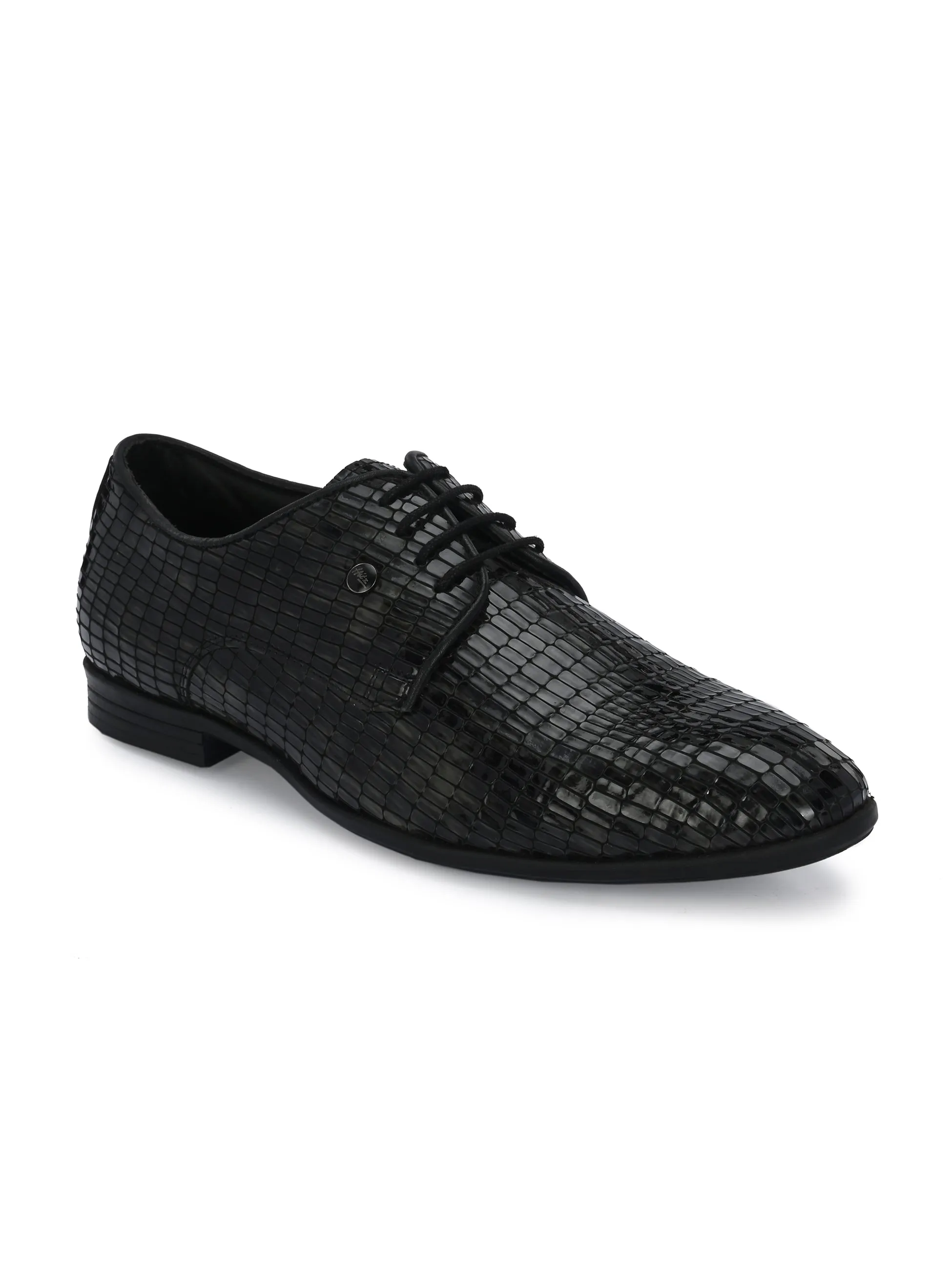 HITZ6345-Men's Grey Leather Party Wear Shoes