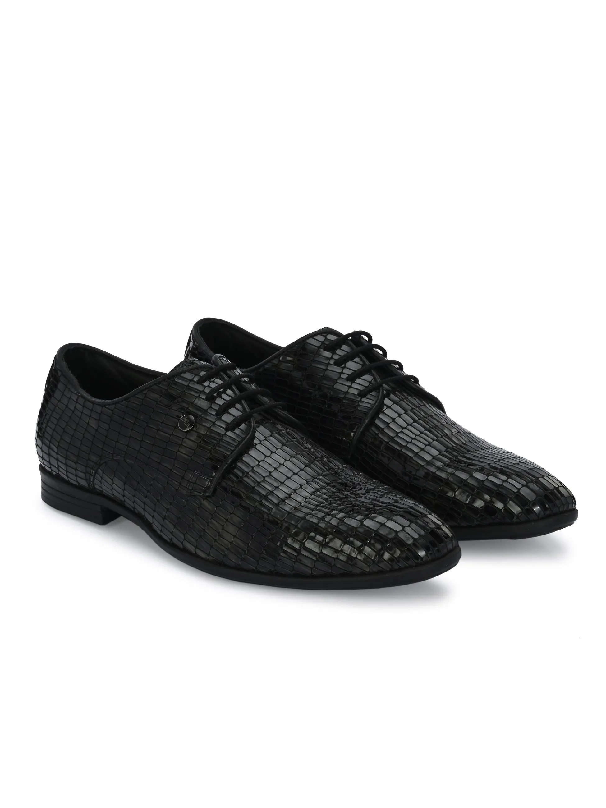 HITZ6345-Men's Grey Leather Party Wear Shoes