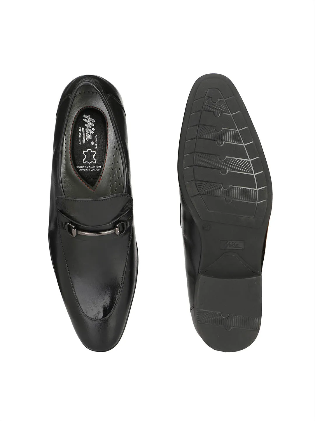 HITZN_18 Men's Black Leather Formal  Slip-On Shoes