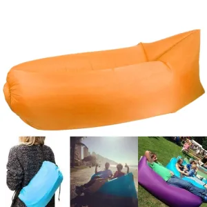 Inflatable Lounger for Camping, Fishing, and Beach, Air Bag Sofa, 72.8 x 29.5 x 19.7 inches (Orange)