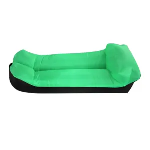 Inflatable Sofa Bed for Camping, Fishing, and Beach, Color-Blocking Pillow Style, Tear-Proof, 94.5 x 21.7 inches (Green   Black)