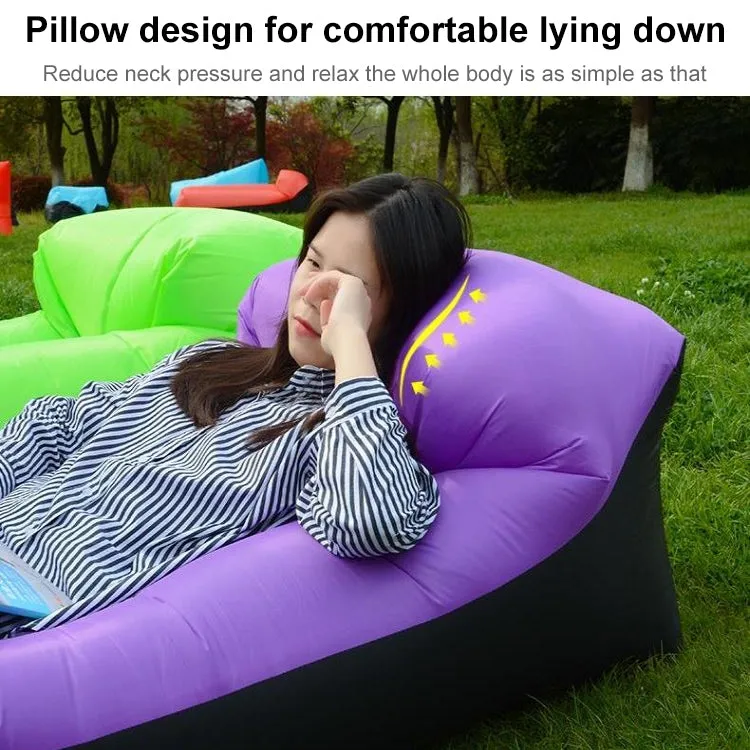 Inflatable Sofa Bed for Camping, Fishing, and Beach, Color-Blocking Pillow Style, Tear-Proof, 94.5 x 21.7 inches (Green   Black)