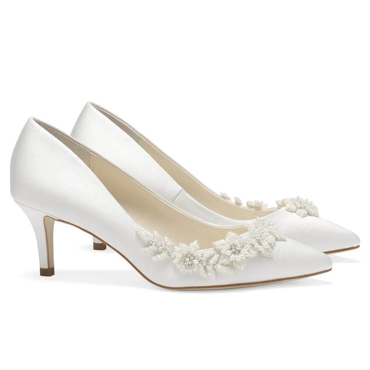 Iris - Ivory Floral Embellished Pumps