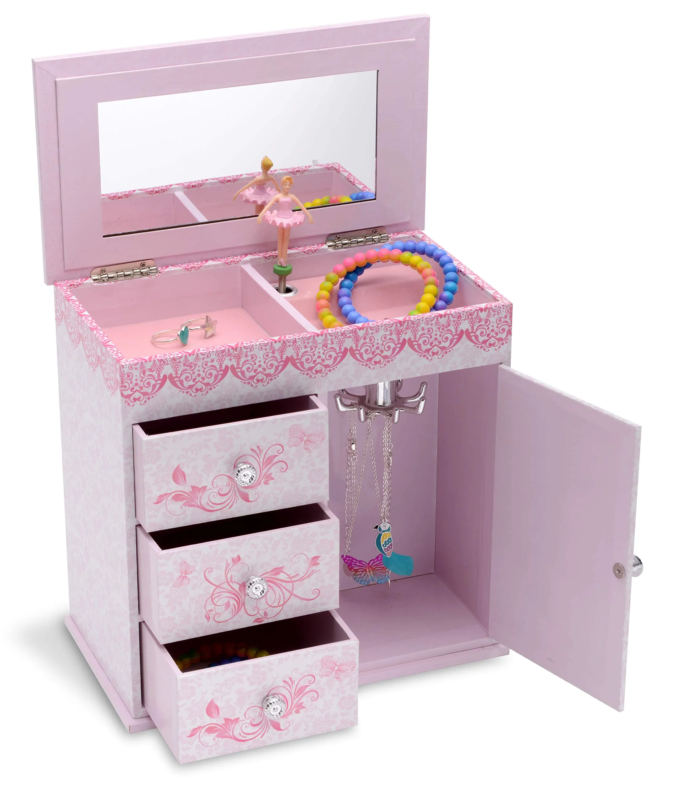 Jewelkeeper Ballerina Musical Jewelry Box with 3 Pullout Drawers, Ballet Slipper Design