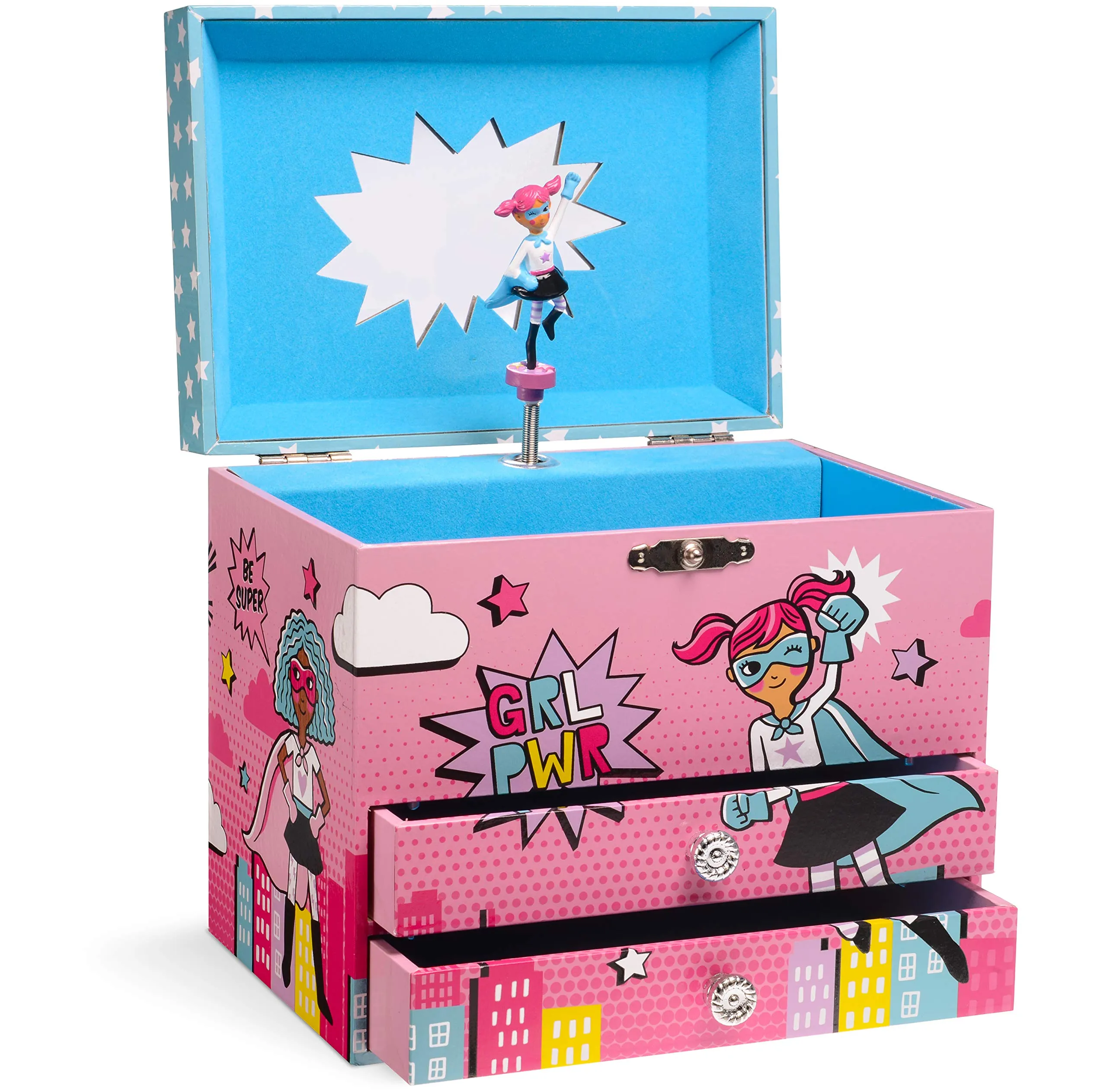 Jewelkeeper Girl Power Superhero Musical Jewelry Box with 2 Pullout Drawers, Fur Elise