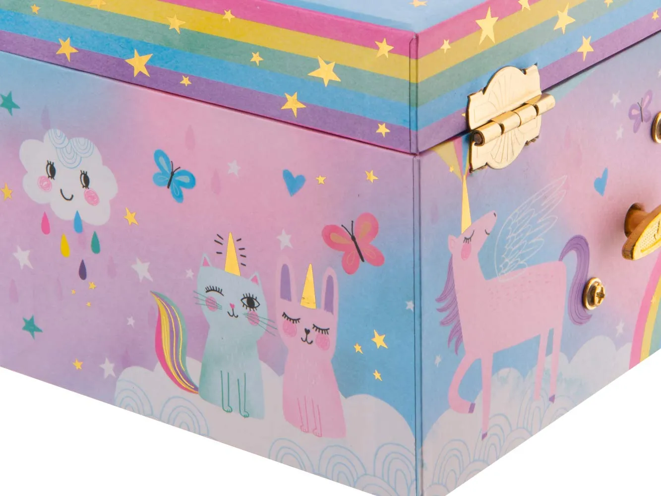 Jewelkeeper Girl's Musical Jewelry Storage Box with Pullout Drawer, Cotton Candy Unicorn