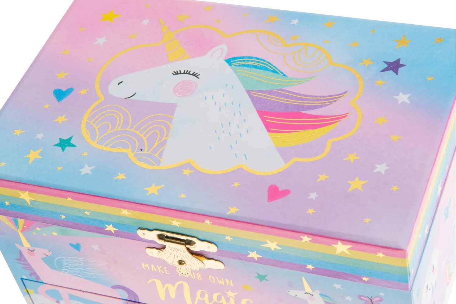 Jewelkeeper Girl's Musical Jewelry Storage Box with Pullout Drawer, Cotton Candy Unicorn