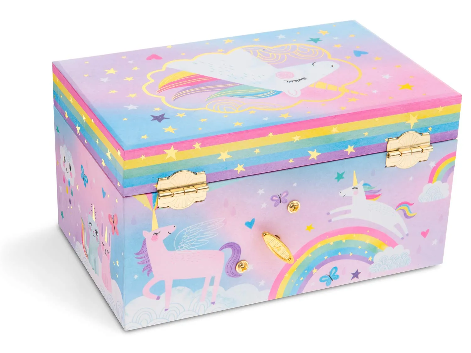 Jewelkeeper Girl's Musical Jewelry Storage Box with Pullout Drawer, Cotton Candy Unicorn