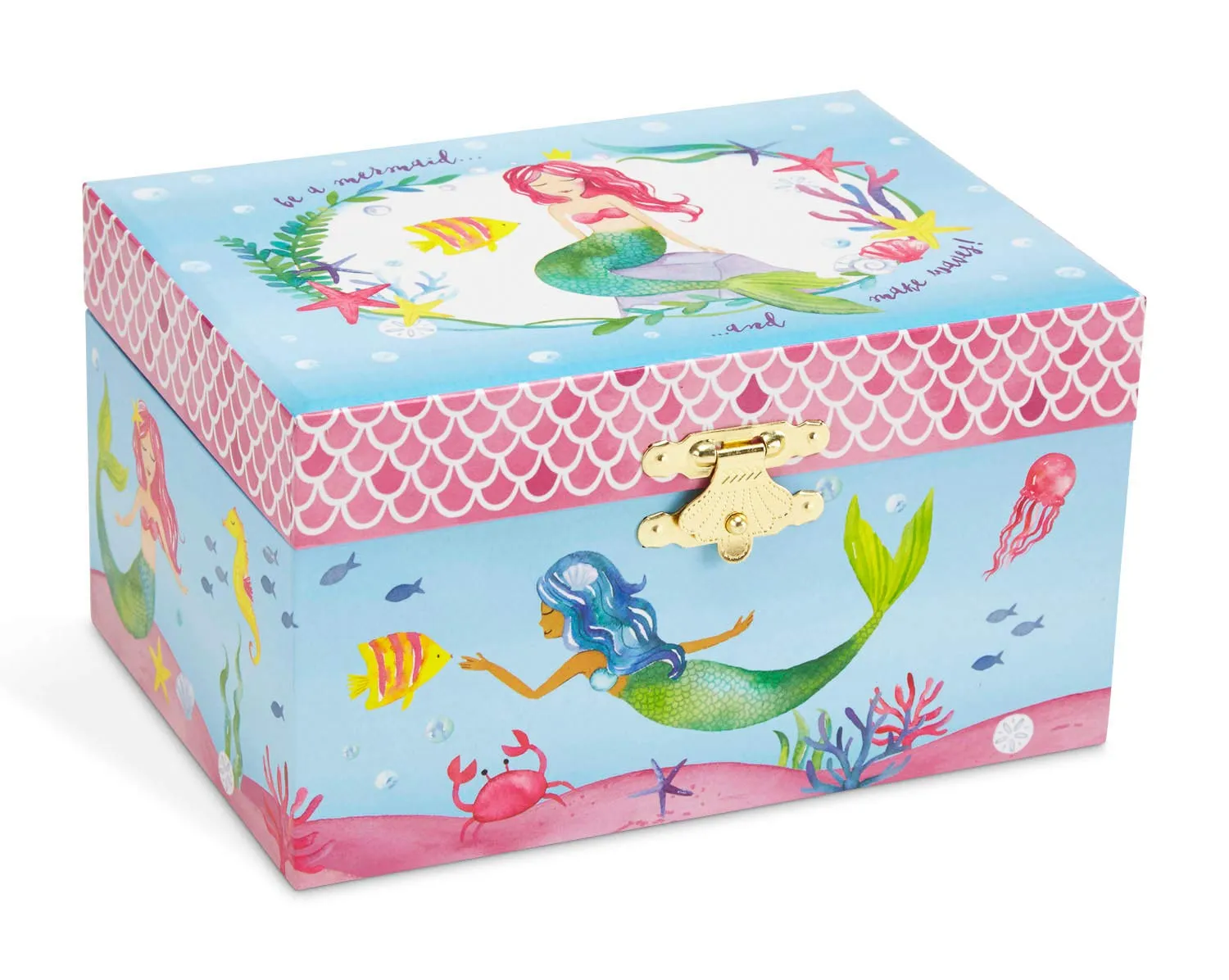 Jewelkeeper Mermaid Musical Jewelry Box, Underwater Design with Narwhal, Over the Waves