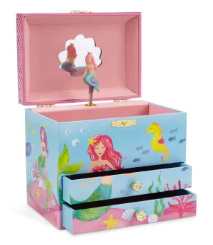 Jewelkeeper Mermaid Musical Jewelry Box, Underwater Design with Two Pullout Drawers, Over