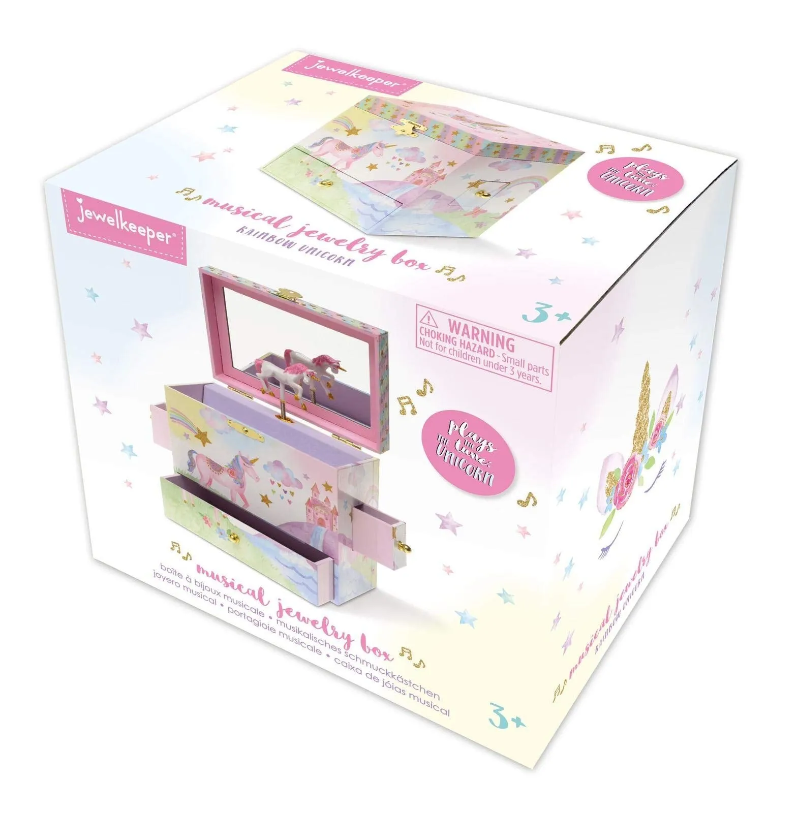 Jewelkeeper Musical Jewelry Box 3 Drawers, Rainbow Unicorn Design, The Unicorn