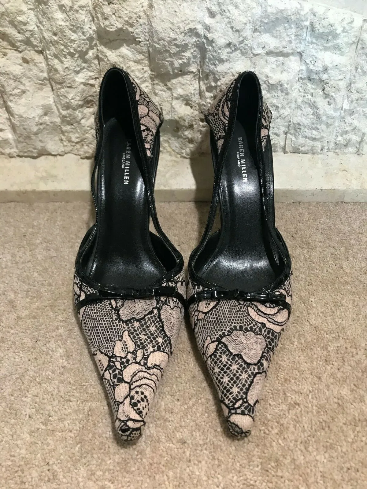 Karen Millen Women's Nude & Black Lace  Shoes UK 7 US 9.5 EU 41