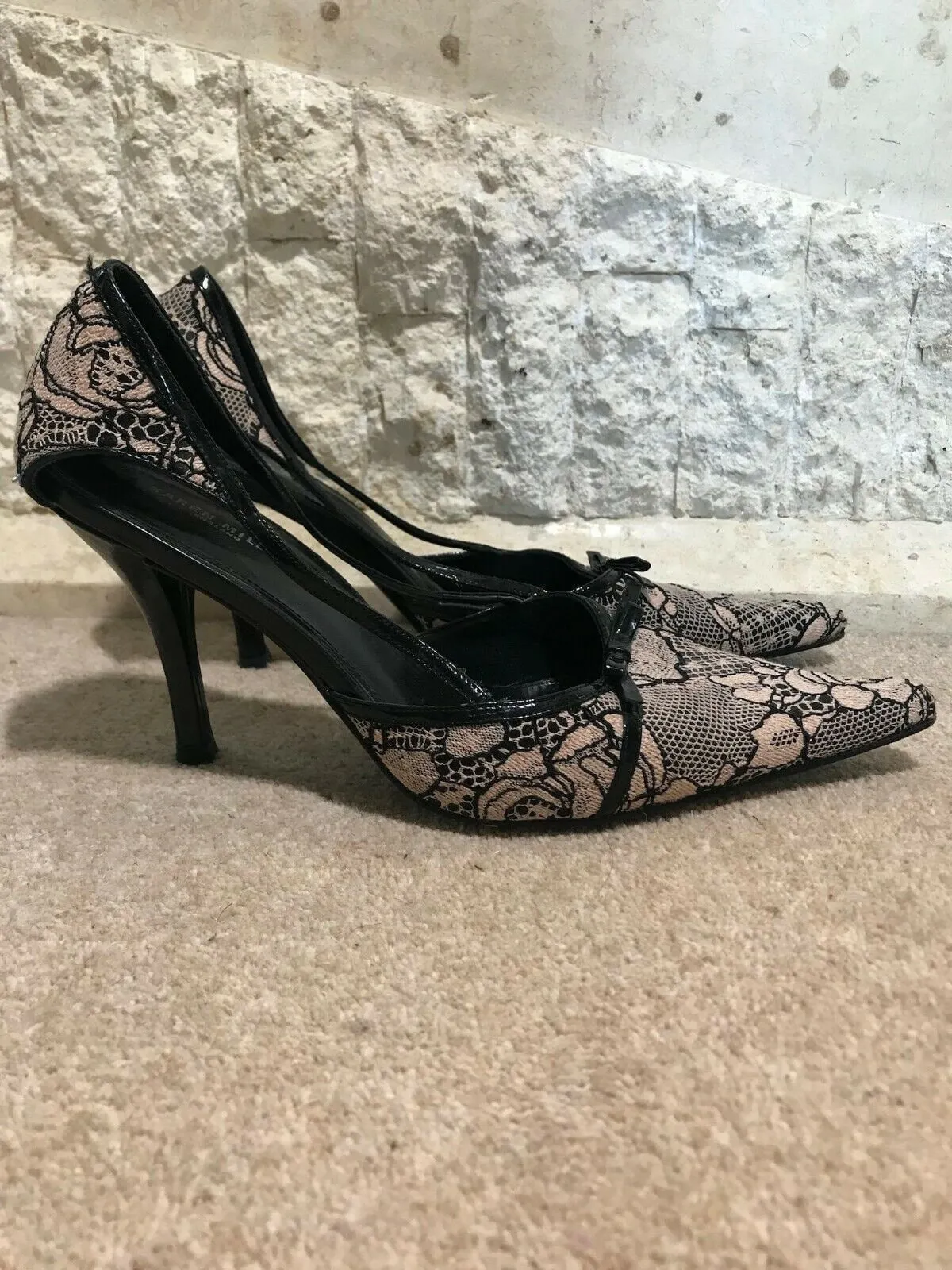 Karen Millen Women's Nude & Black Lace  Shoes UK 7 US 9.5 EU 41