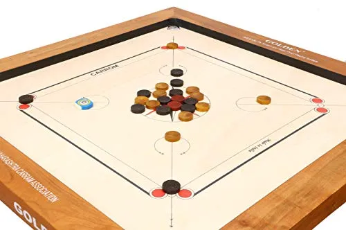 KD Sports Kd Golden Carrom Board Antique Indoor Board Game Approved By Carrom Federation Of India & Maharashtra Carrom Association (20Mm, Champion), Big Kid