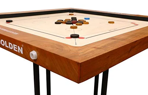 KD Sports Kd Golden Carrom Board Antique Indoor Board Game Approved By Carrom Federation Of India & Maharashtra Carrom Association (20Mm, Champion), Big Kid