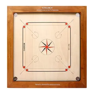 KD Sports Kd Golden Carrom Board Antique Indoor Board Game Approved By Carrom Federation Of India & Maharashtra Carrom Association (20Mm, Champion), Big Kid