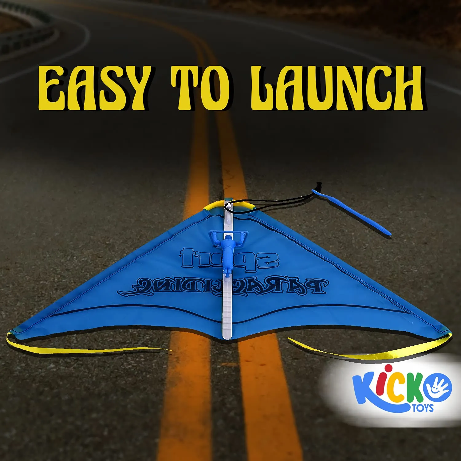 Kicko Sports Glider Kite for Kids with Flying Colorful Paragliding with Band, Pack