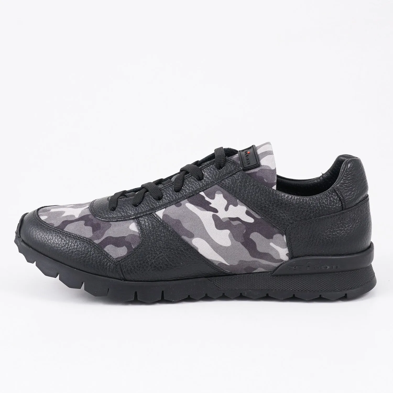 Kiton Camo Print Leather Sneakers