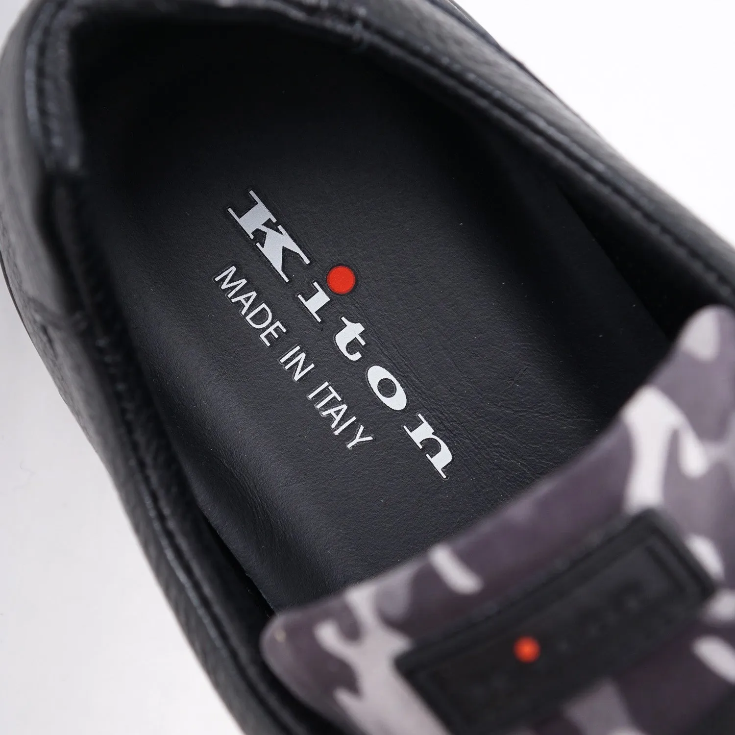 Kiton Camo Print Leather Sneakers