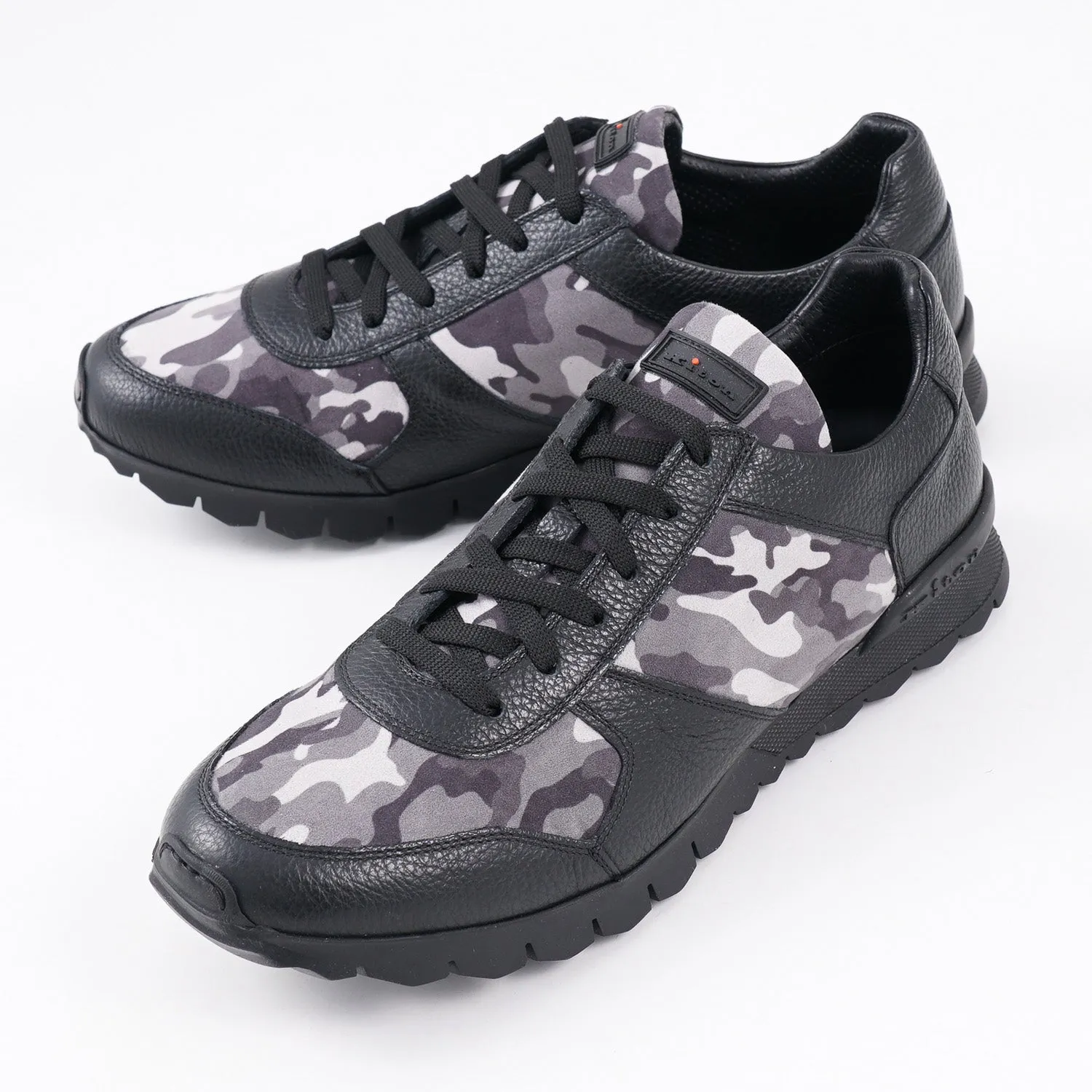 Kiton Camo Print Leather Sneakers