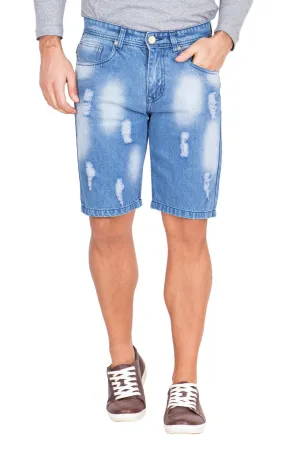 Krossstitch Men's Blue Denim Ripped Shorts