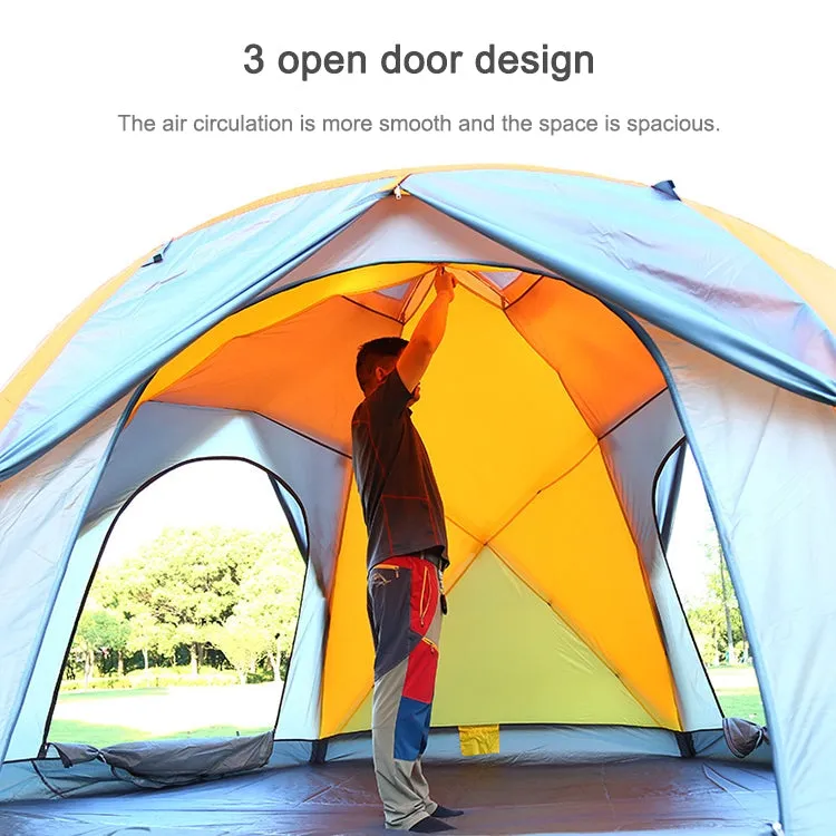 Large Double-layer 3 Open Door 6 Corner Can Live 10 People Manual Outdoor Camping Tent