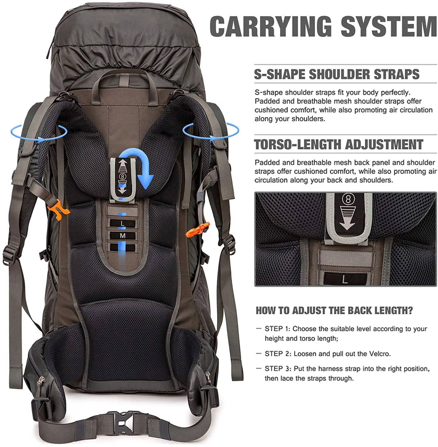 Lightweight Nylon Internal Frame Hiking Backpack