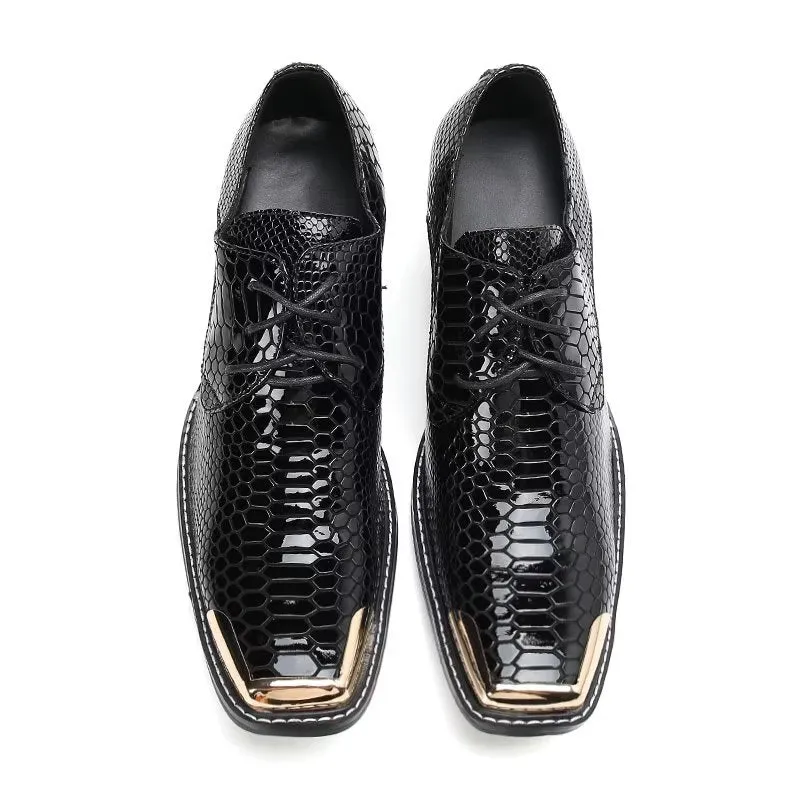 Luxe Exotic Leather Square Toe Derbies