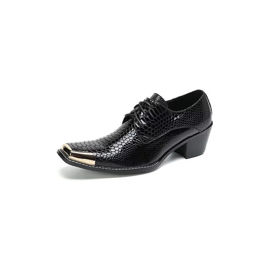 Luxe Exotic Leather Square Toe Derbies