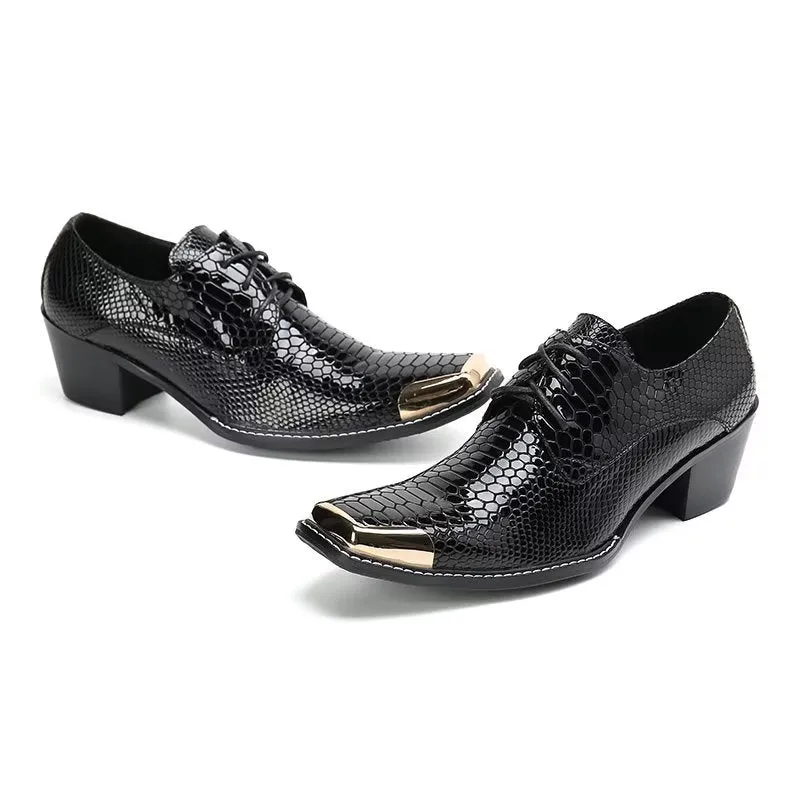 Luxe Exotic Leather Square Toe Derbies