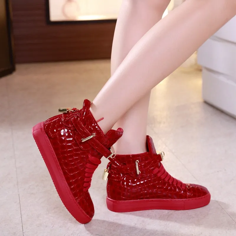 Luxury CrocEmboss High Top Fashion Sneakers