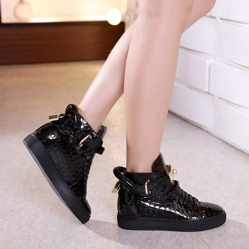 Luxury CrocEmboss High Top Fashion Sneakers