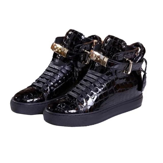 Luxury CrocEmboss High Top Fashion Sneakers