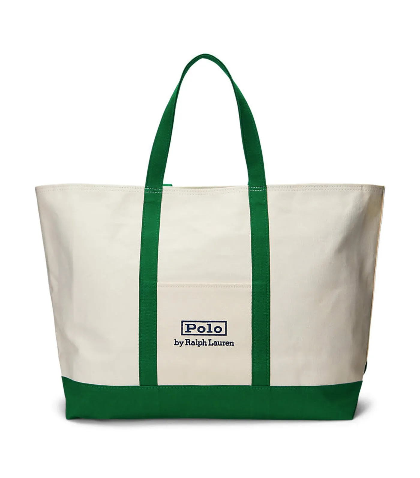 Men's Logo-Embroidered Canvas Tote Cream/Hillside Green