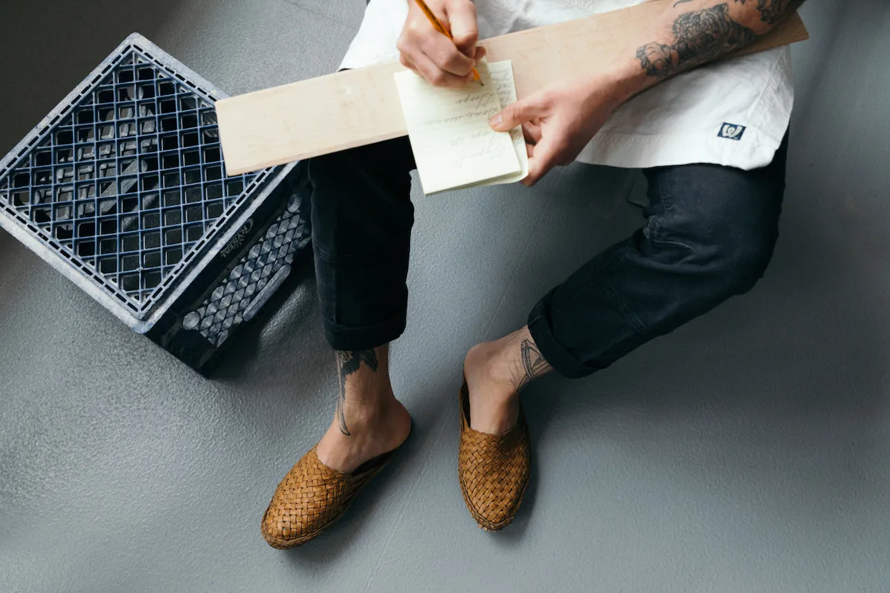 Men's Woven City Slipper in Honey   No Stripes by Mohinders