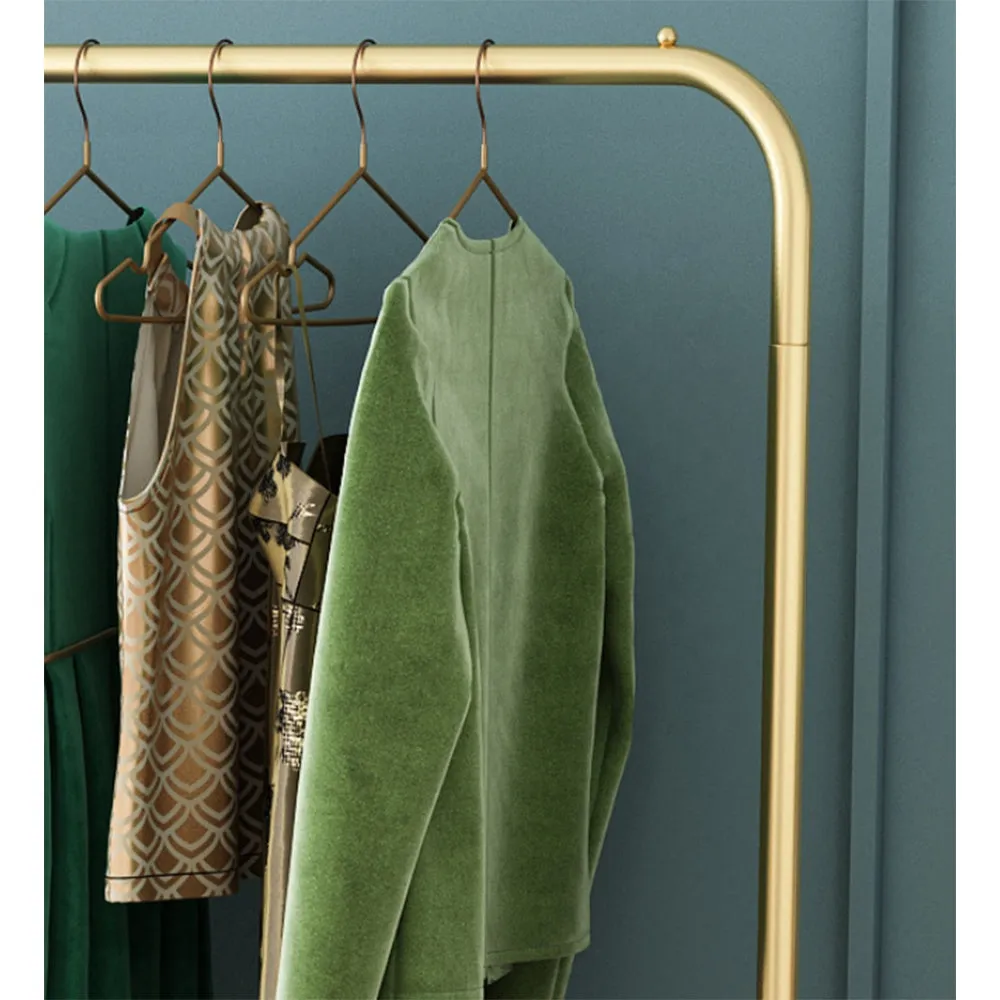 Metal Garment Clothes Rack with Lower Storage Shelf-Glod