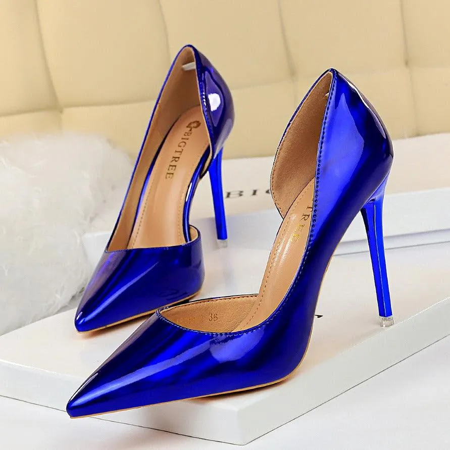 Metallic Patent Leather High Heel Pumps