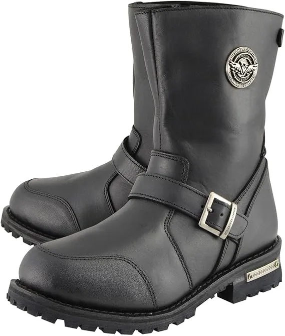 Milwaukee Leather MBM9090 Men's 9-Inch Classic Black Engineer Motorcycle Boots with Gear Shift Guard