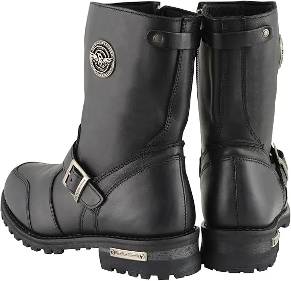 Milwaukee Leather MBM9090 Men's 9-Inch Classic Black Engineer Motorcycle Boots with Gear Shift Guard