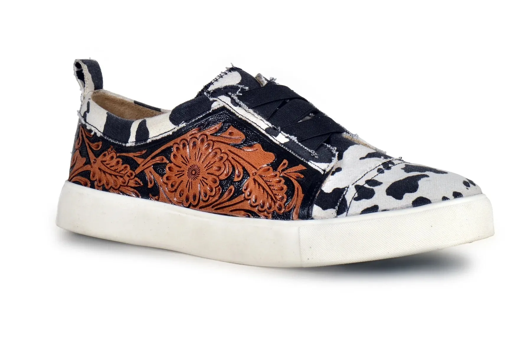 Myra Women's Cowprint with Handtooling Sneaker